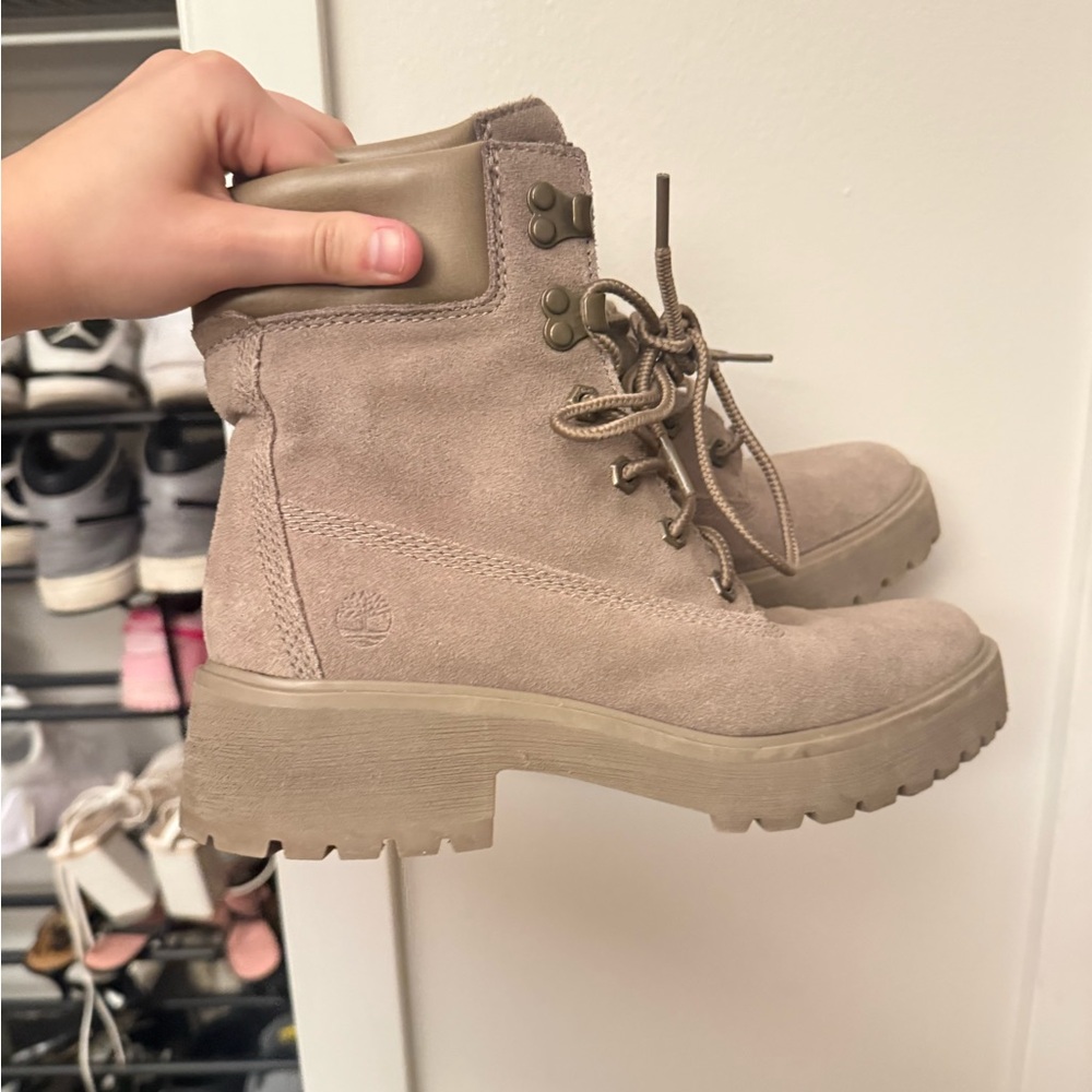 Timberland Women's Taupe Suede Combat Boots